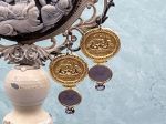 TAGLIAMONTE Designs (SH886E) 14K Venetian Cameo Earrings*Amethyst *Poseidon,Chimera* Reg.$1800