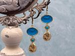 TAGLIAMONTE Designs (2326EB) 925SS/YGP Magnesite Cameo Double Drop Earrings*Reg.$200