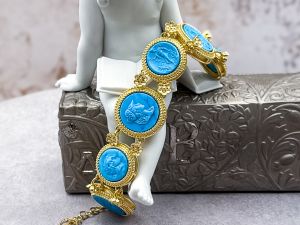 TAGLIAMONTE Designs (SH843B) 925SS/YGP Magnesite Cameo Bracelet *Mythology*Reg.$850