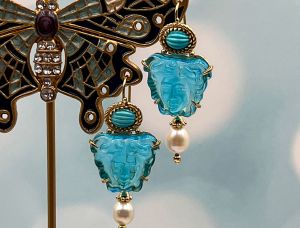 TAGLIAMONTE Designs (2068E) 925SS/YGP Venetian Cameo Earrings *Medusa*Reg.$280