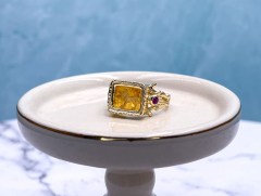925SS/YGP Venetian Intaglio Ring w Sapphires *Diana* HQCR057 TAGLIAMONTE