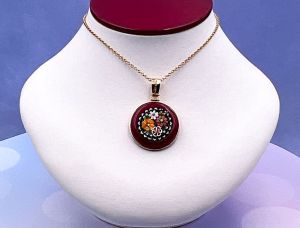 TAGLIAMONTE Designs (1923-N) 925SS/YGP Micromosaic Pendant*Miosotis*Reg.$250