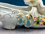 TAGLIAMONTE Designs (HQCR095-YGP) 925SS/YGP Blue Topaz Earrings *Busy Bee*Reg.$220