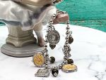 TAGLIAMONTE (521) 925SS 14K Cameo Charm Bracelet *Smokey Quartz*Reg.$500