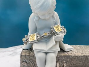 TAGLIAMONTE Designs (SH168-SQ) 925SS/ 18K 2-Tone Cameo Bracelet *Dancing Angels*Reg.$705