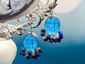 TAGLIAMONTE Designs (2303E) 925SS/YGP Cameo Earrings *3 Graces*Reg.$325