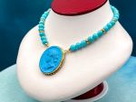 TAGLIAMONTE Designs (PN2808N) 925SS/YGP Magnesite Cameo Statement Necklace*Ceres*Reg.$400