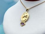 TAGLIAMONTE Designs (1998P) 925SS/YGP Cameo Pendant w/ Amethyst*Ceres*Reg.$200