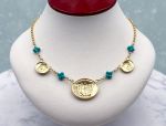 TAGLIAMONTE Designs (1782N) 925SS/YGP Cameo Necklace w/ Turquoise*Medusa*Reg.$300