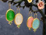 TAGLIAMONTE Designs (SH403) 925/YGP Venetian Cameo Earrings*Reg.$250