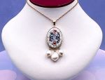 TAGLIAMONTE Designs (1918-W) 925SS/YGP Micromosaic Pendant*Miosotis*Reg.$300