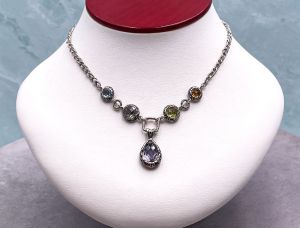 SAMUEL B *BJC* (56429N) 925SS  Multi-Gemstone Statement Necklace *Reg.$600*