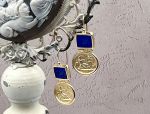 TAGLIAMONTE Designs (1959-C) 925SS/YGP Venetian Intaglio Earrings*Hercules,Pegasus*Reg.$200