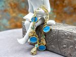 TAGLIAMONTE Designs (2326EB) 925SS/YGP Magnesite Cameo Double Drop Earrings*Reg.$200