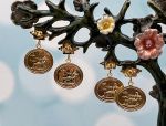 TAGLIAMONTE Designs (1942,1943,1944) 925SS/YGP Cameo Earrings *Hercules,Maypole*Reg.$145