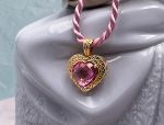 Arts Elegance (1118A) 14K Yellow Gold Pink Topaz Heart Pendant *The Maria Pearl Heavenly Heart*Reg.$1000