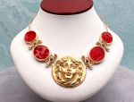 TAGLIAMONTE Designs (SH446-Red) 18K Cameo Necklace with *Rubies, Pearls*Medusa*Reg.$7500