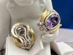 Lagos (1001) 925SS, 18K Amethyst Earrings*Caviar*Reg.$1250