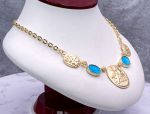 TAGLIAMONTE Designs (Q21119) 925SS/ YGP Magnesite Cameo Station Link Necklace *Terpsichore*