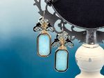 TAGLIAMONTE Designs (2215E) 925SS/YGP Amazonite Earrings*Reg.$285