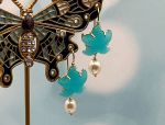 TAGLIAMONTE Designs (2073E) 925SS/YGP Venetian Cameo Earrings*Sea Life*Reg.$185