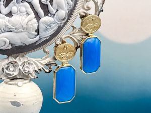 TAGLIAMONTE Designs (2217E) 925SS/YGP Agate Earrings*Reg.$240