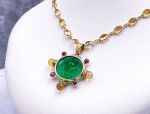 TAGLIAMONTE Designs (LDM7501) 18K Venetian Cameo Necklace with *Rubies+ Citrines* Medusa*