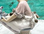 TAGLIAMONTE (521) 925SS 14K Cameo Charm Bracelet *Smokey Quartz*Reg.$500