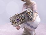 SAMUEL B *BJC* (53398BA.M) 925SS/18K Multi Gemstone Cuff Style Bracelet*Reg.$1050