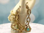 TAGLIAMONTE Designs (2114B) 925SS/YGP Venetian Intaglio Bracelet *Amazonite*Nike*Reg.$700