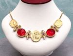 TAGLIAMONTE Designs (SH453N-Red) 18K Venetian Cameo Necklace with *Rubies+ Pearls*Aphrodite, Cupid, Pan*Reg.$5800