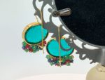 TAGLIAMONTE Designs (SH387E-Green)18K Venetian Cameo Earrings*Grn Quartz, Rubies, Sapphires*Aurora Chariot*Reg.$1900
