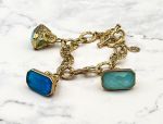 TAGLIAMONTE Designs (2114B) 925SS/YGP Venetian Intaglio Bracelet *Amazonite*Nike*Reg.$700