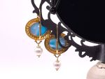 TAGLIAMONTE DESIGNS (LDM4801)14K YG Venetian Cameo + Pearl Earrings *Pegasus*