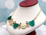 TAGLIAMONTE Designs (SH206N) 925SS/YGP Venetian Cameo Necklace with *Lapis, Pearls*Medusa, Aurora*Reg.$800