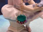 TAGLIAMONTE Designs (SH387P-Green)18K Venetian Cameo Pendant*Grn Quartz, Rubies, Sapphires*Reg.$1300