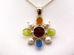 TAGLIAMONTE Designs (1295) 925SS / YGP Venetian Cameo Pendant *Rays of the Sun*