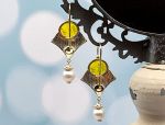 TAGLIAMONTE Designs (1939) 925SS/YGP Venetian Cameo Earrings *Cherubs*Reg.$200