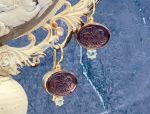 TAGLIAMONTE Designs (2013E,2015E) 925SS/YGP Venetian Intaglio Earrings*Reg.$180