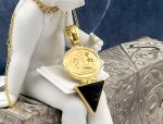 TAGLIAMONTE Designs (Q20085BL) 925SS/YGP Cameo Pendant *Onyx, Aphrodite*Reg.$200