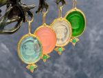 TAGLIAMONTE Designs (SH403) 925/YGP Venetian Cameo Earrings*Reg.$250