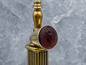 TAGLIAMONTE Designs (SH529-PURP) 925SS/YGP Cameo Ring*Medusa*Size 7*Reg.$300
