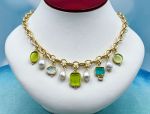 TAGLIAMONTE Designs (1996N) 925SS/YGP Venetian Cameo Charm Necklace *Pearls*Reg.$350