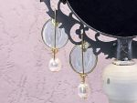 TAGLIAMONTE DESIGNS (RW100) 925SS/ YGP Venetian Cameo + Pearl Earrings *Antiope + Theseus*