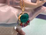 TAGLIAMONTE Designs (SH387P-Green)18K Venetian Cameo Pendant*Grn Quartz, Rubies, Sapphires*Reg.$1300