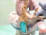 TAGLIAMONTE Designs (1760) 925SS/YGP Cameo Pendant *Amazonite* Reg.$250