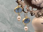 TAGLIAMONTE Designs (2020E) 925SS/YGP Venetian Intaglio Earrings*Diana/Actaeon*Reg.$180