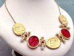 TAGLIAMONTE Designs (SH504N-Red) 18K Venetian Cameo Necklace w/ *Rubies, Pearls*Aphrodite, Cupid, Pan*Reg.$5600