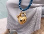 Arts Elegance (1112) 14K Heart Pendant with Key Blue Topaz Accent *Reg. $900*