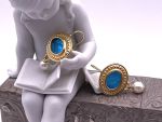 TAGLIAMONTE DESIGNS (LDM4801)14K YG Venetian Cameo + Pearl Earrings *Pegasus*